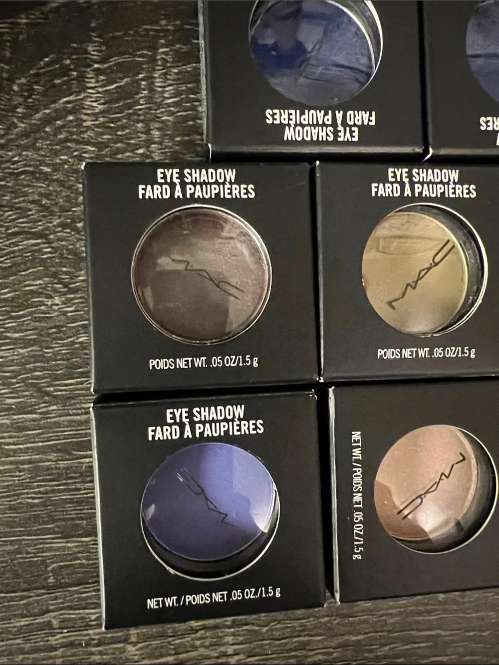 MAC Cosmetics Single Eyeshadow Trio-Look in Navy, Royal Blue & Taupe Lot of 8